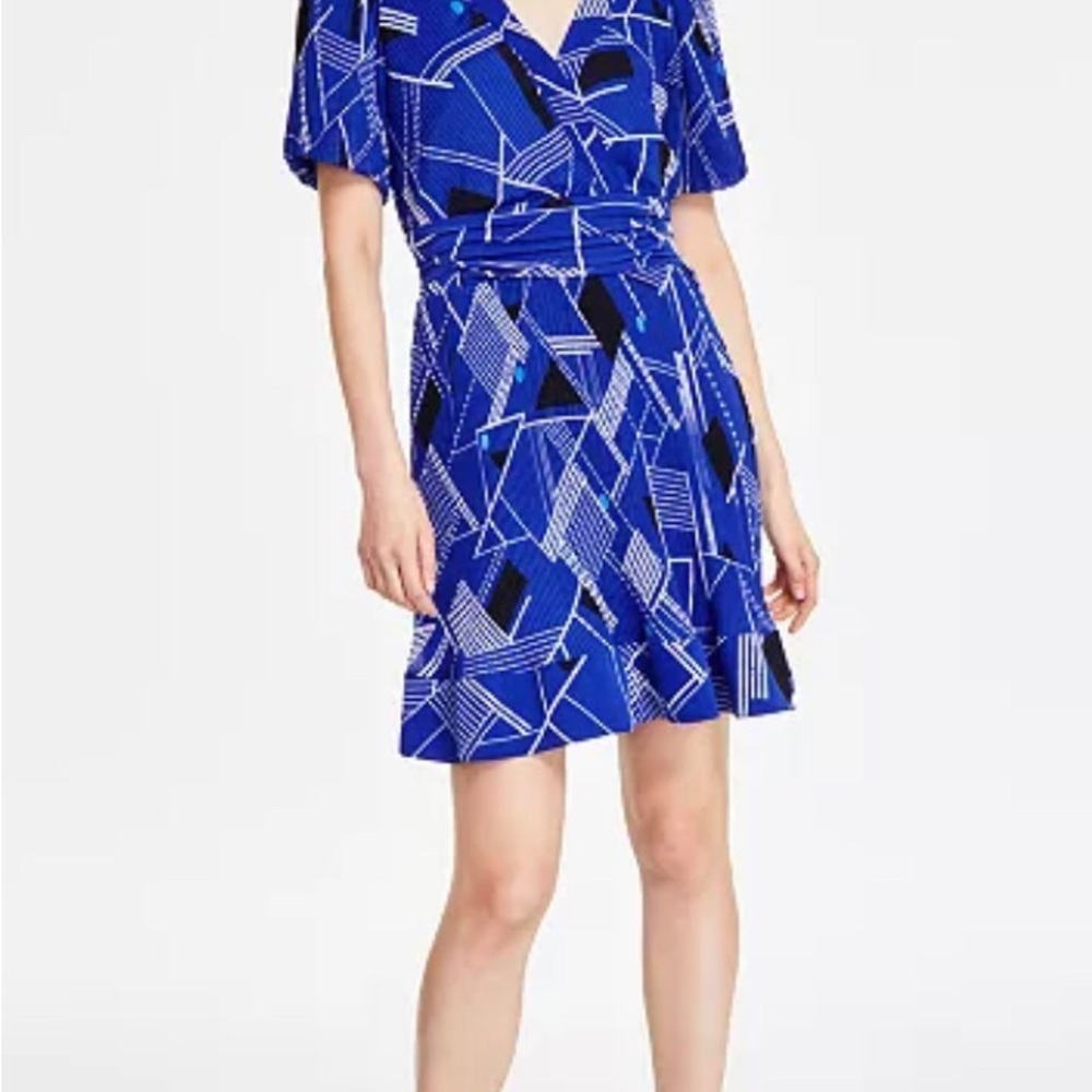Karl Lagerfeld Abstract Blue and Black Mini Dress